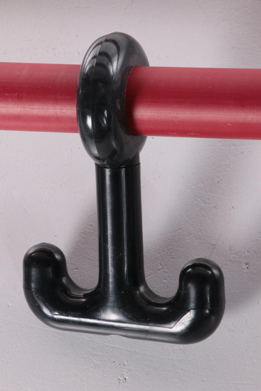 Dutch Vintage Spage Age Wall Coat Rack Made of Metal with Black Hooks 1970s