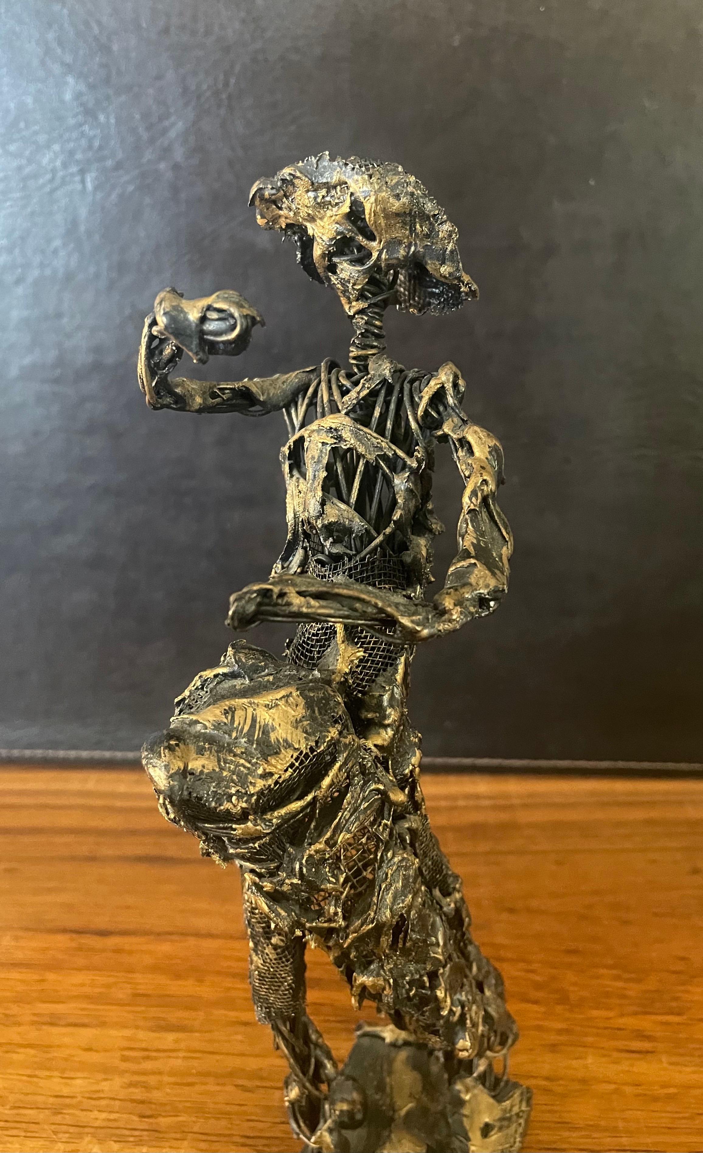 Vintage Spaghetti Wire Drummer Sculpture For Sale 2