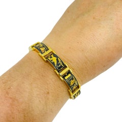 Vintage SPAIN damascene gold plated enamel designer link bracelet