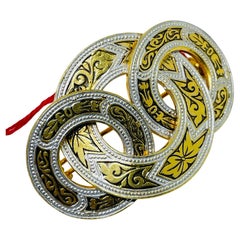 Vintage SPAIN damascene gold tone black designer brooch Vintage SPAIN damascene gold tone black designer brooch