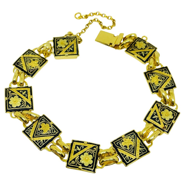 Bracelet Vintage Damascène - Bijou Ancien Style Chaîne/maillon - Occasion Porté