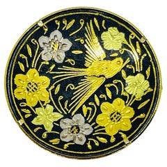 Vintage SPAIN gold plated damascene bird flowers designer brooch
