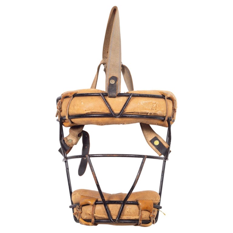 Vintage Spalding Steel Wire and Leather Catcher's Masks, circa 1940 For