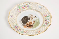 Vintage Spaniel Dog and Flowers Decorative Porcelain Plate, Germany, 1970s