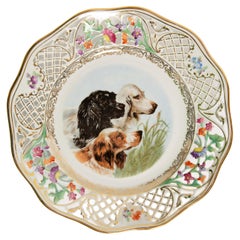 Vintage Spaniel Dog and Flowers Decorative Porcelain Plate, Germany, 1970s
