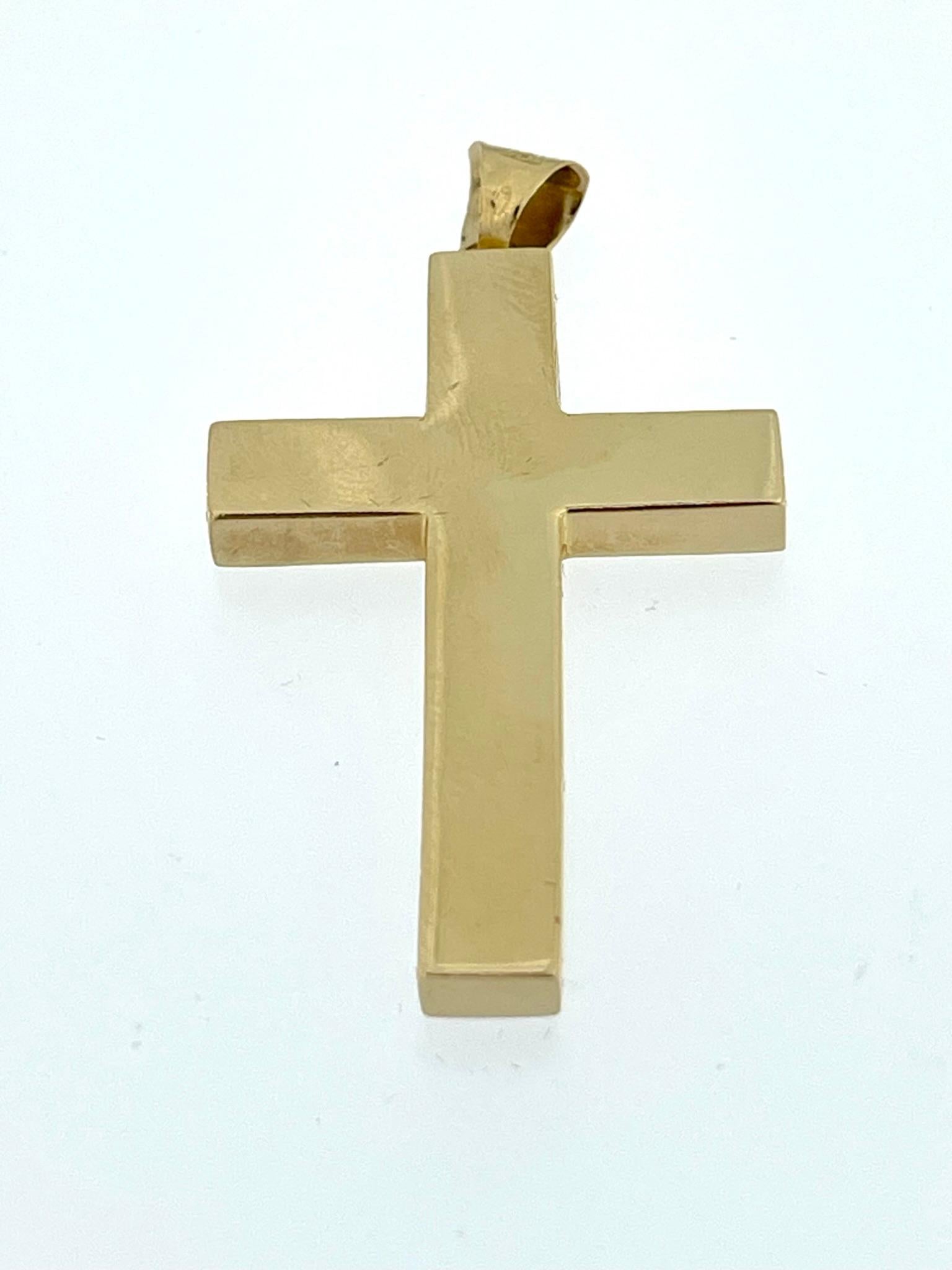 Modern Vintage Spanish 18kt Yellow Gold Cross with Floral Patterns  For Sale