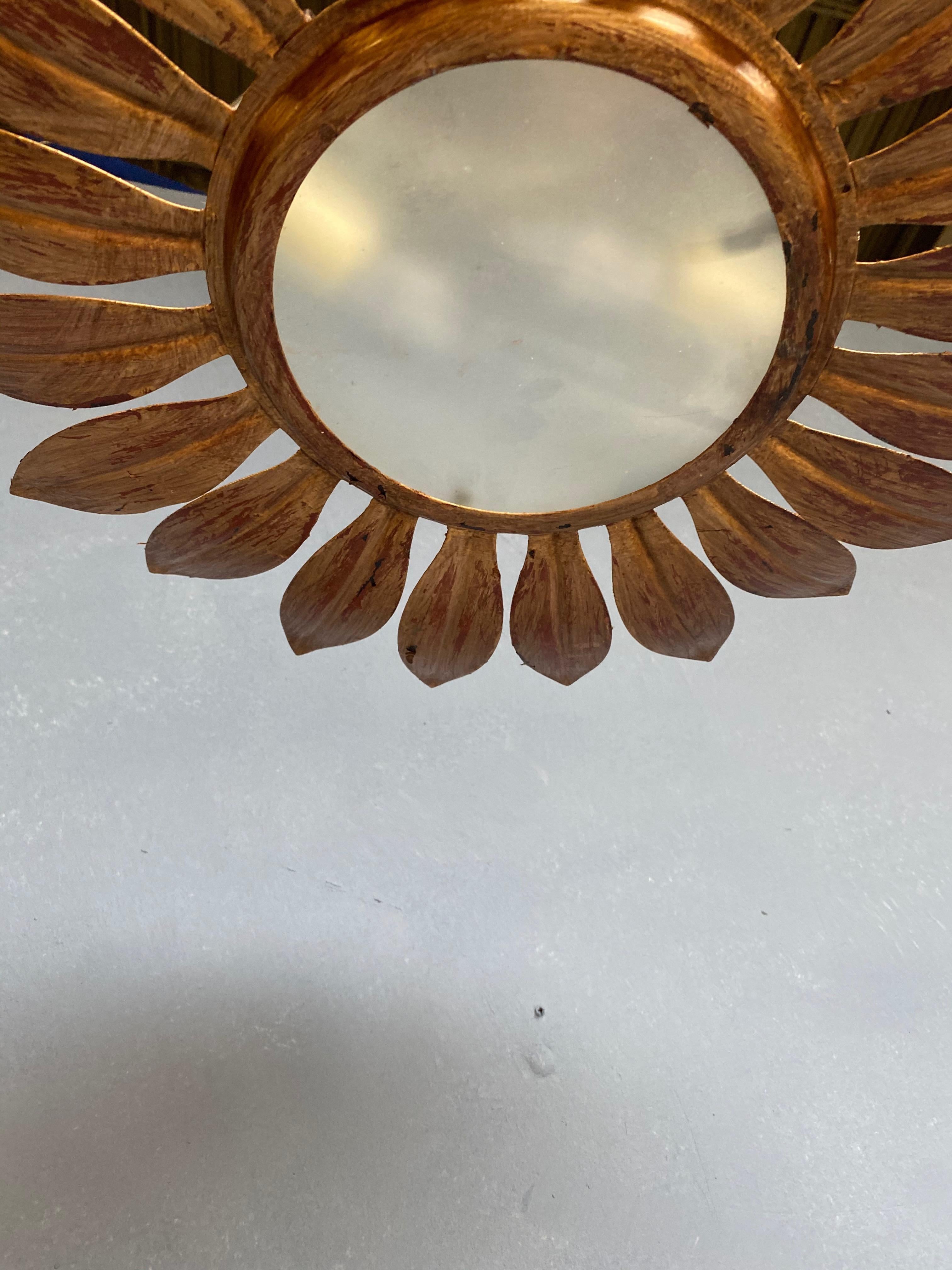 Plafonnier espagnol vintage en métal doré des années 1950 en vente 1