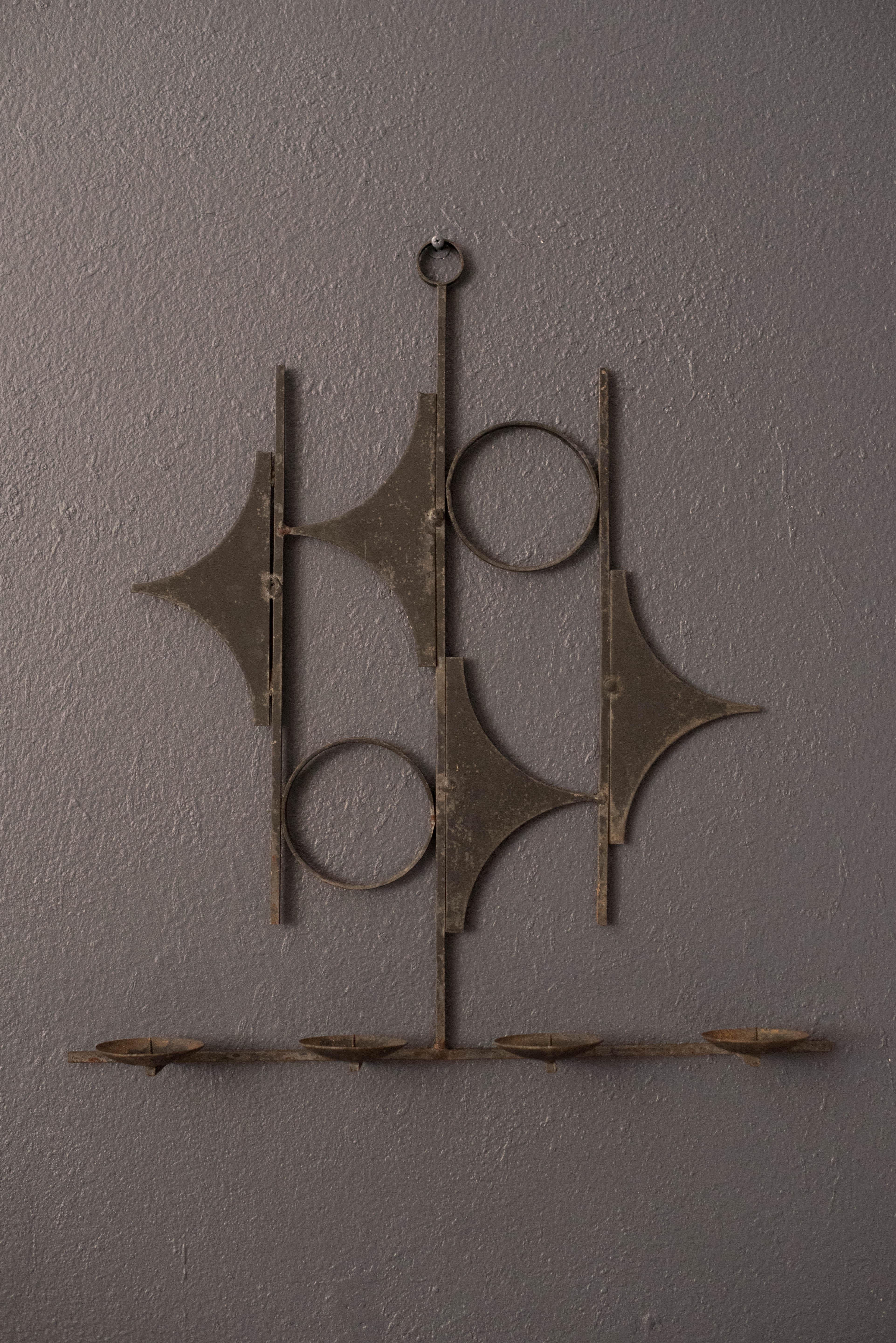 Spanish Colonial Vintage Spanish Abstract Iron Candle Wall Sconces