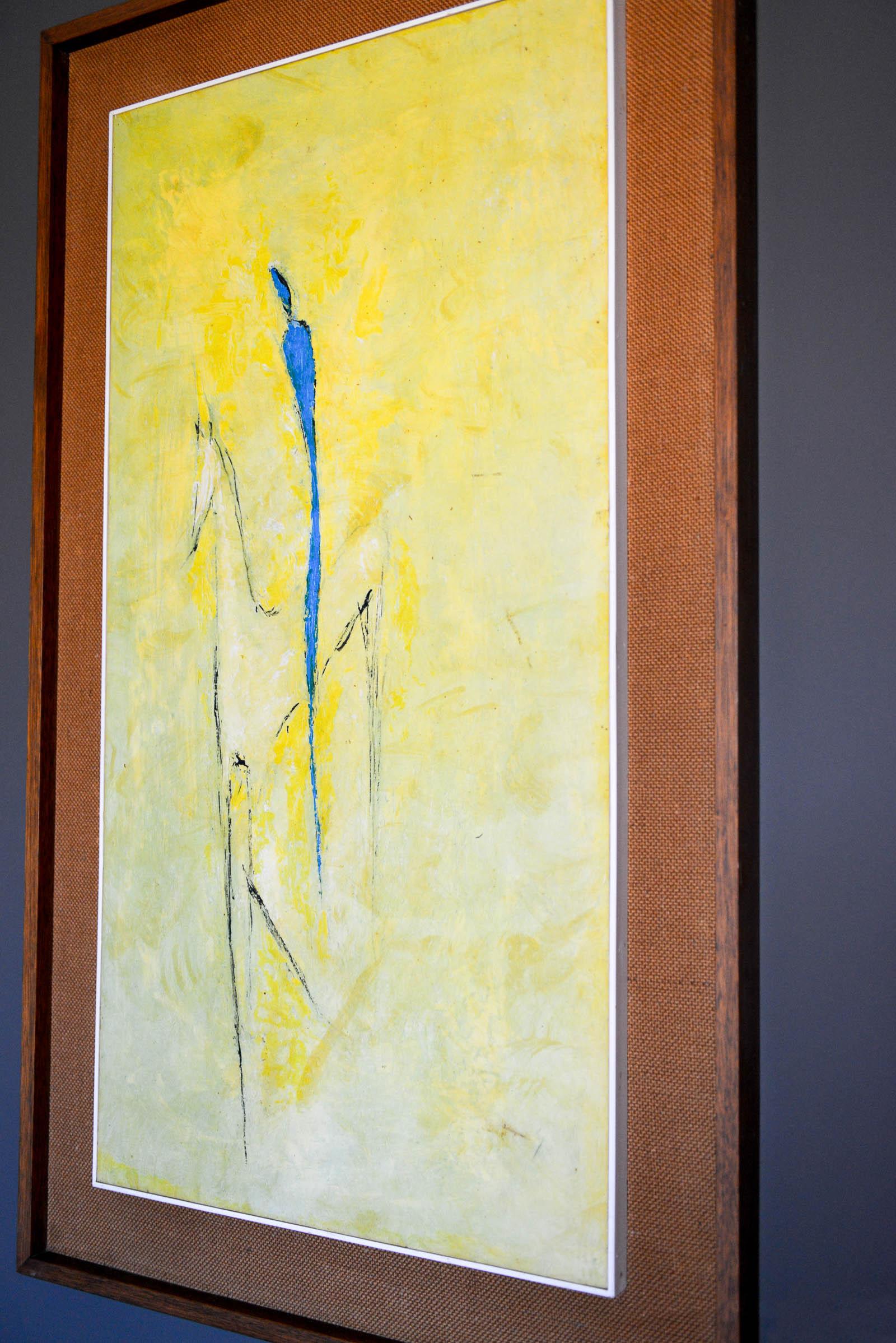 Mid-Century Modern Vintage Spanish Acrylic on Masonite Painting, circa 1960