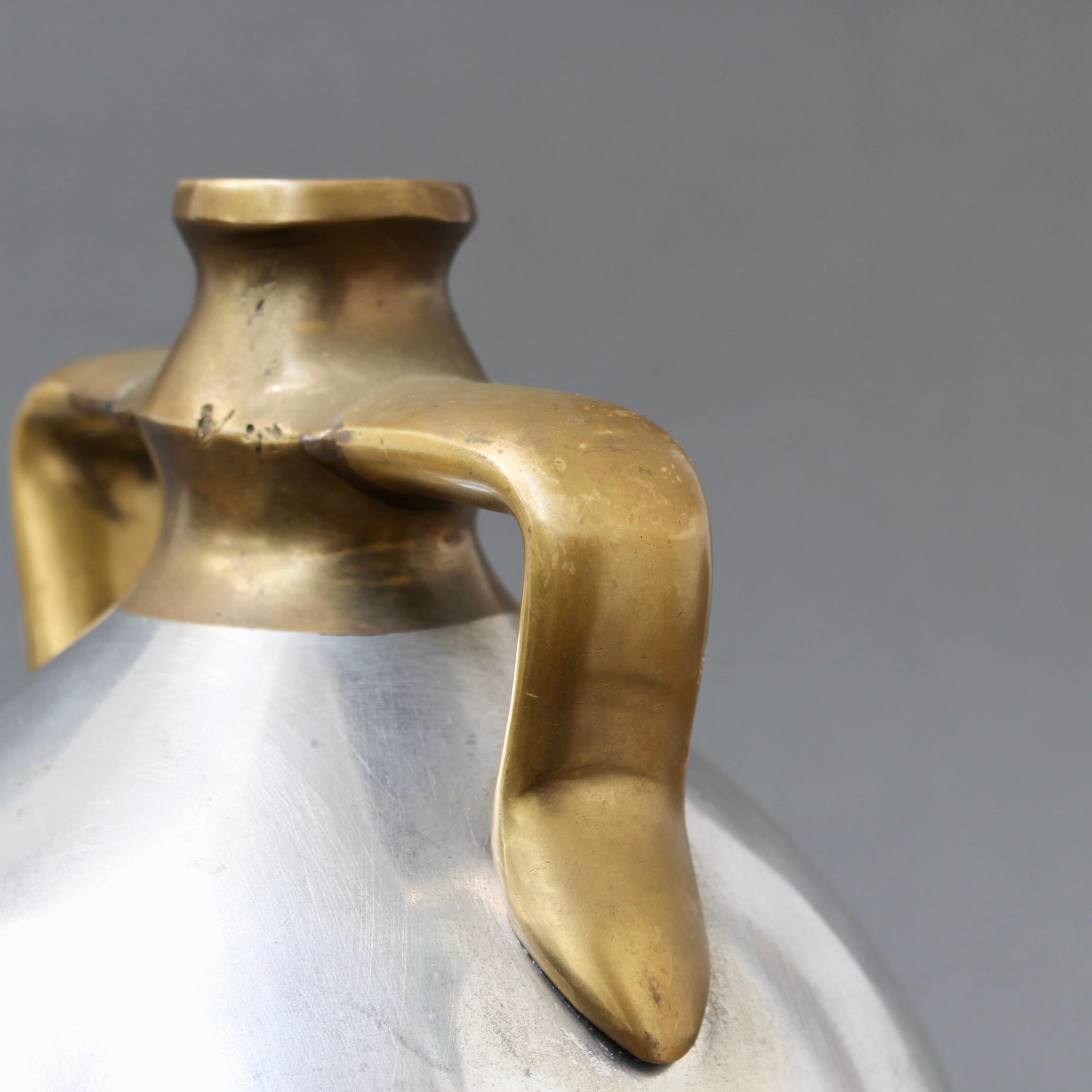 Vintage Spanish Aluminium and Brutalist Brass Vase by Alfonso Marquez  For Sale 8