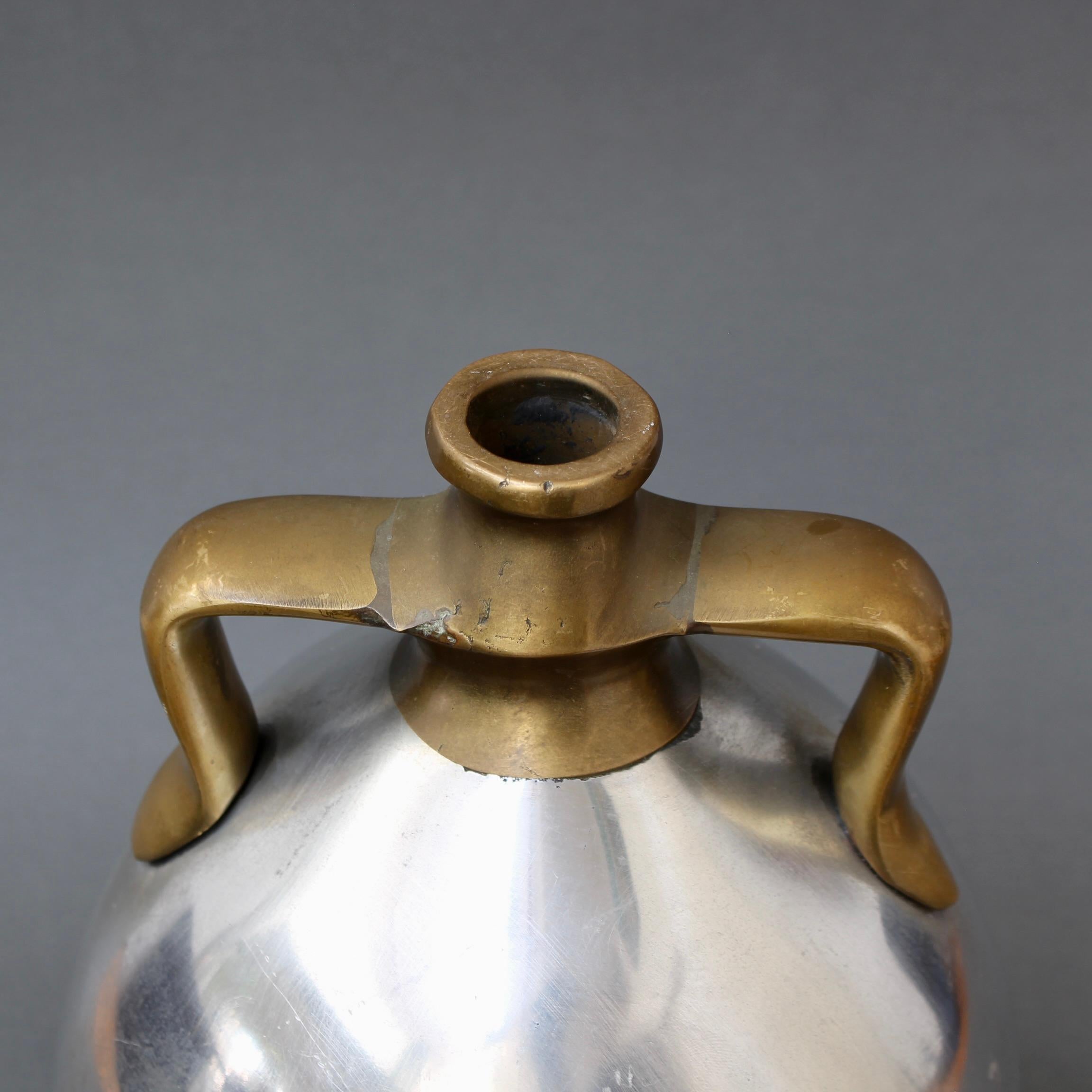 Vintage Spanish Aluminium and Brutalist Brass Vase by Alfonso Marquez  For Sale 9