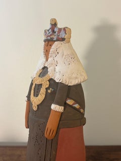 Vintage Spanish Baked Clay Ceramic Woman Sculpture