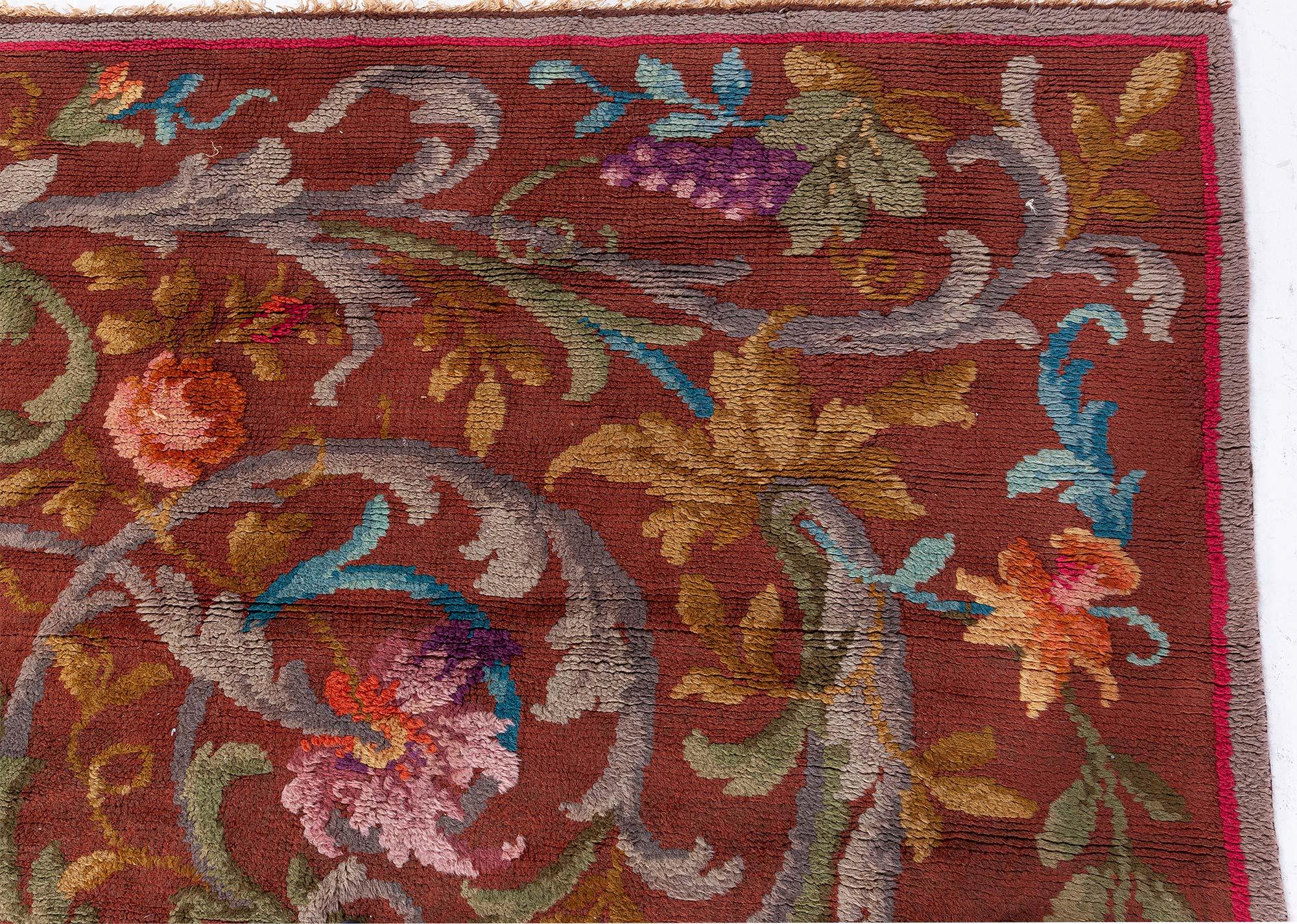 Doris Leslie Blauer spanischer Savonnerie-Teppich im Vintage-Stil (Größe angepasst) (Wolle) im Angebot