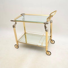 Carrello portabevande spagnolo d'epoca in ottone e cromo