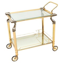 Vintage Spanish Brass and Chrome Drinks Trolley