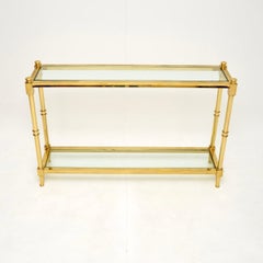 Consola española vintage de latón y cristal by Valenti