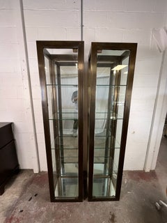 Vintage Spanish Bronze Glass Vitrine Display Cabinet Sarreid Mastercraft Style