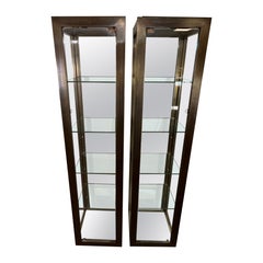 Vintage Spanish Bronze Glass Vitrine Display Cabinet Sarreid Mastercraft Style