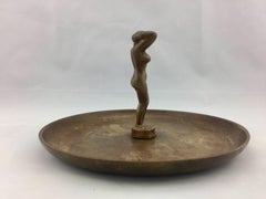 Vintage Spanish Bronze Nude Sculpture Dish