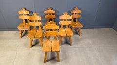 Chaises de salle à manger brutalistes espagnoles vintage, ensemble de 6 - années 1960
