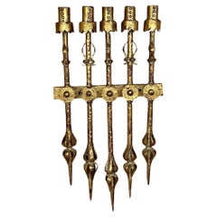 Vintage Spanish Brutalist Five Arm Light Sconce