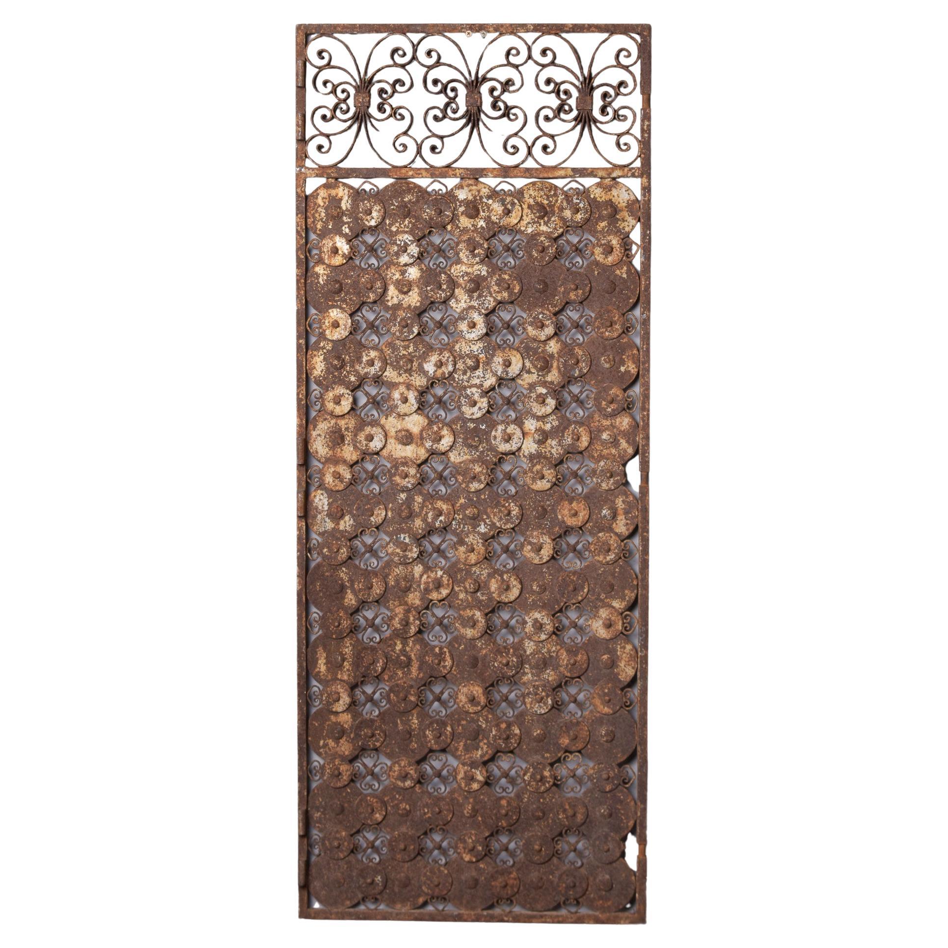 Panel de Puerta de Hierro Estilo Brutalista Español Vintage