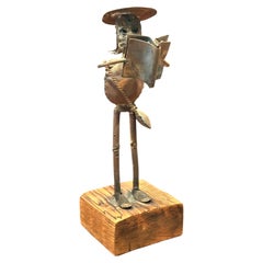 Vintage Spanish Brutalist Welded Metal Figure Sculpture, Don Quixote Style