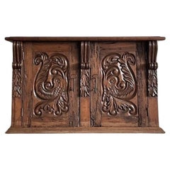 Vintage Spanish Carved Pecky Cypress Cabinet