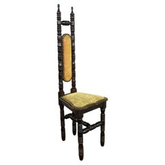 Spanischer Kolonial-Revival-Stuhl im Stil der spanischen Kolonialzeit, Gold Samt, hohe Rückenlehne, Witco
