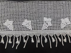 Vintage Spanish Crocheted Cotton Valance with Grapes