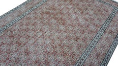 Vintage Spanish Deco Red with Charcoal Bordered Rug 5'2''x8'4''