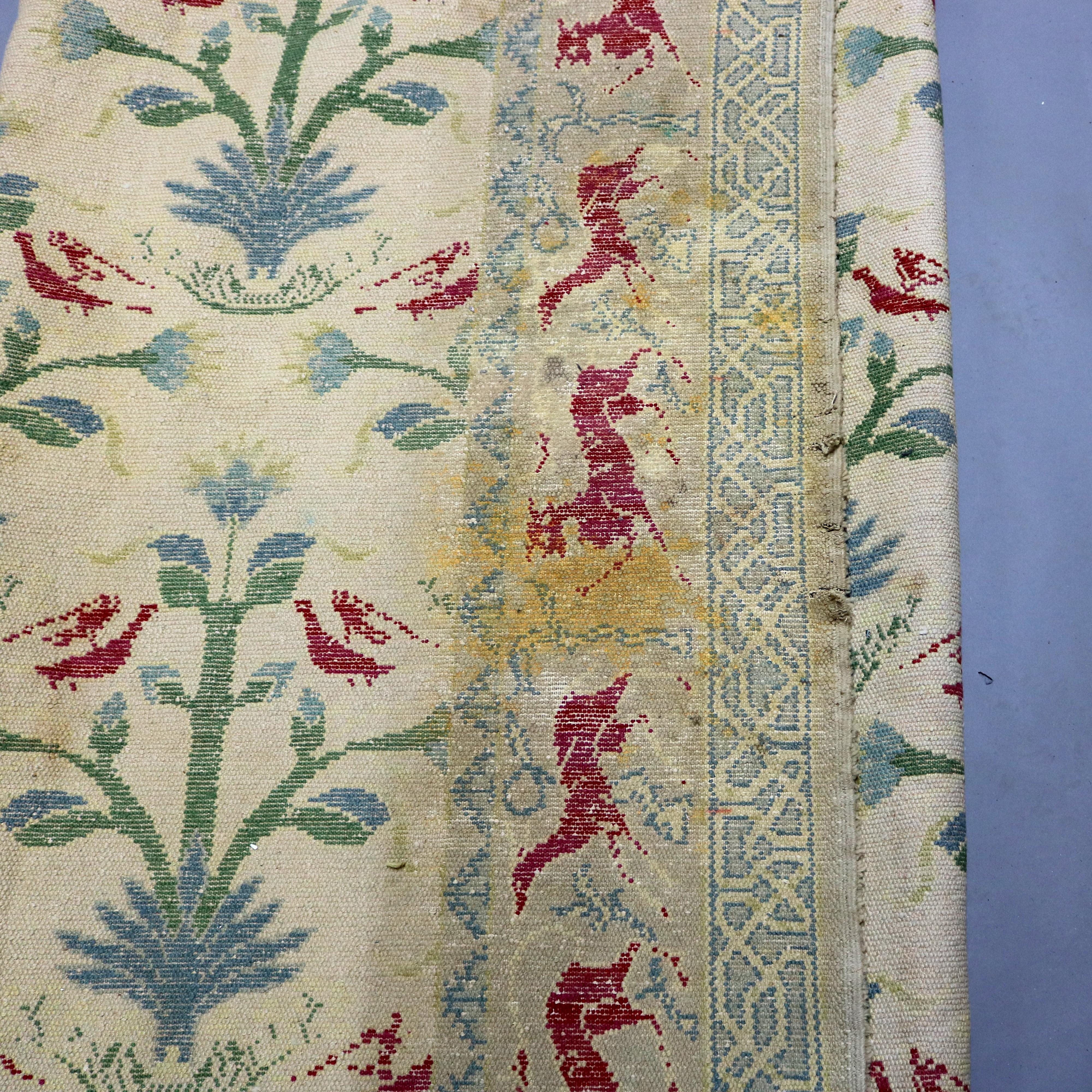 Vintage Spanish Figural Room Size Wool Carpet, Animals and Flowers, circa 1940 6