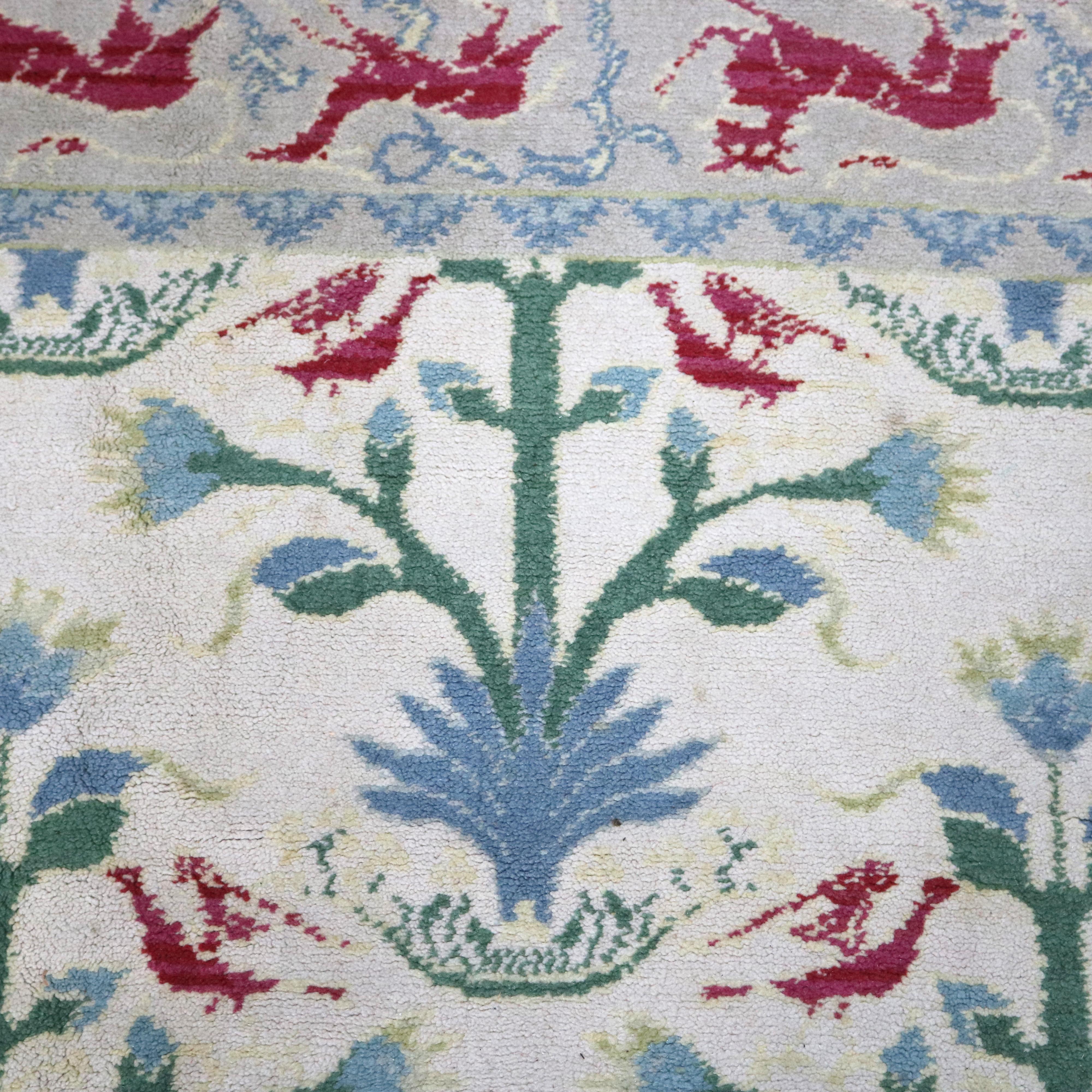 Vintage Spanish Figural Room Size Wool Carpet, Animals and Flowers, circa 1940 2