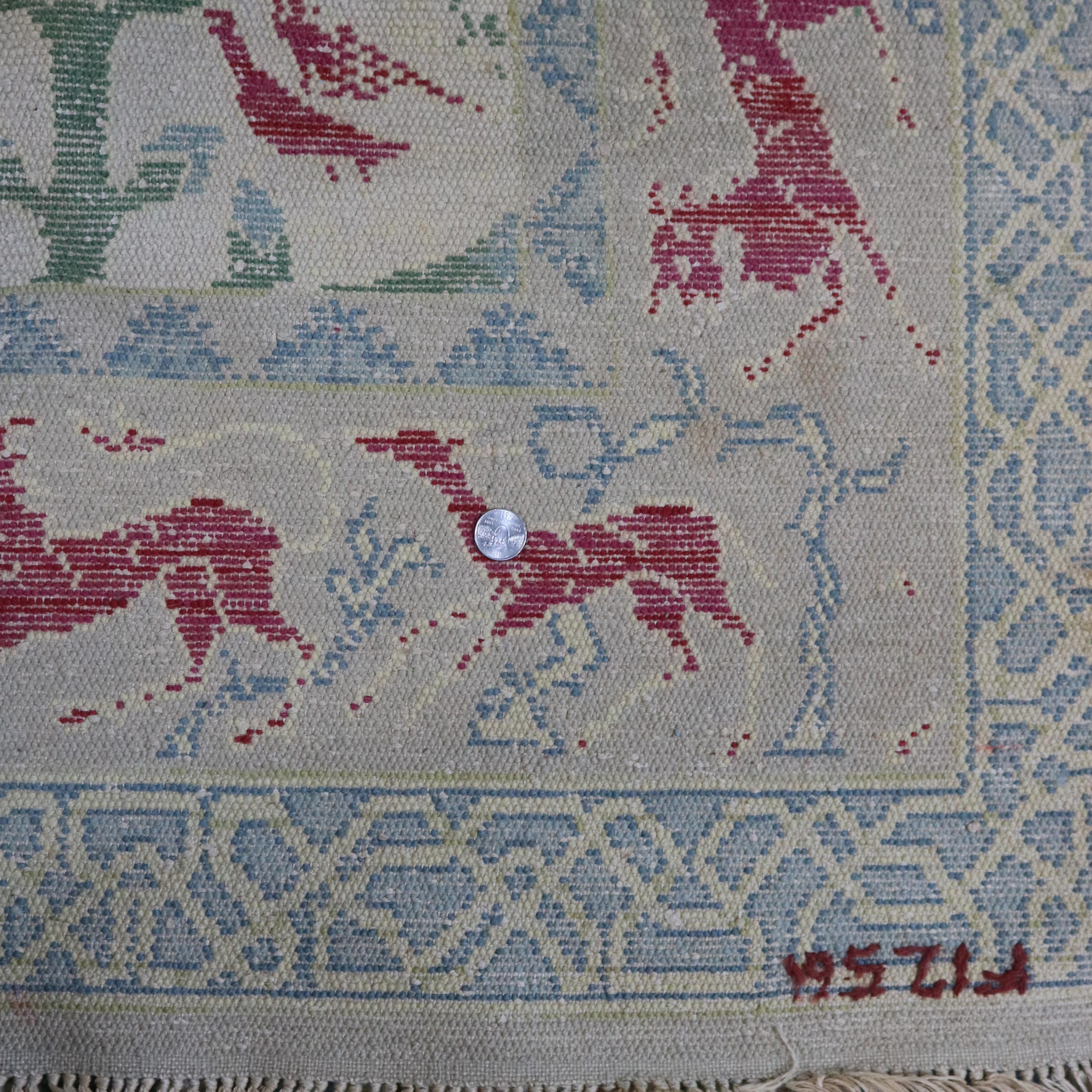 Vintage Spanish Figural Room Size Wool Carpet, Animals and Flowers, circa 1940 3