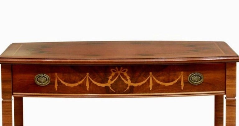 Inlay Vintage Spanish Figured Walnut Tiered Serving Table For Sale