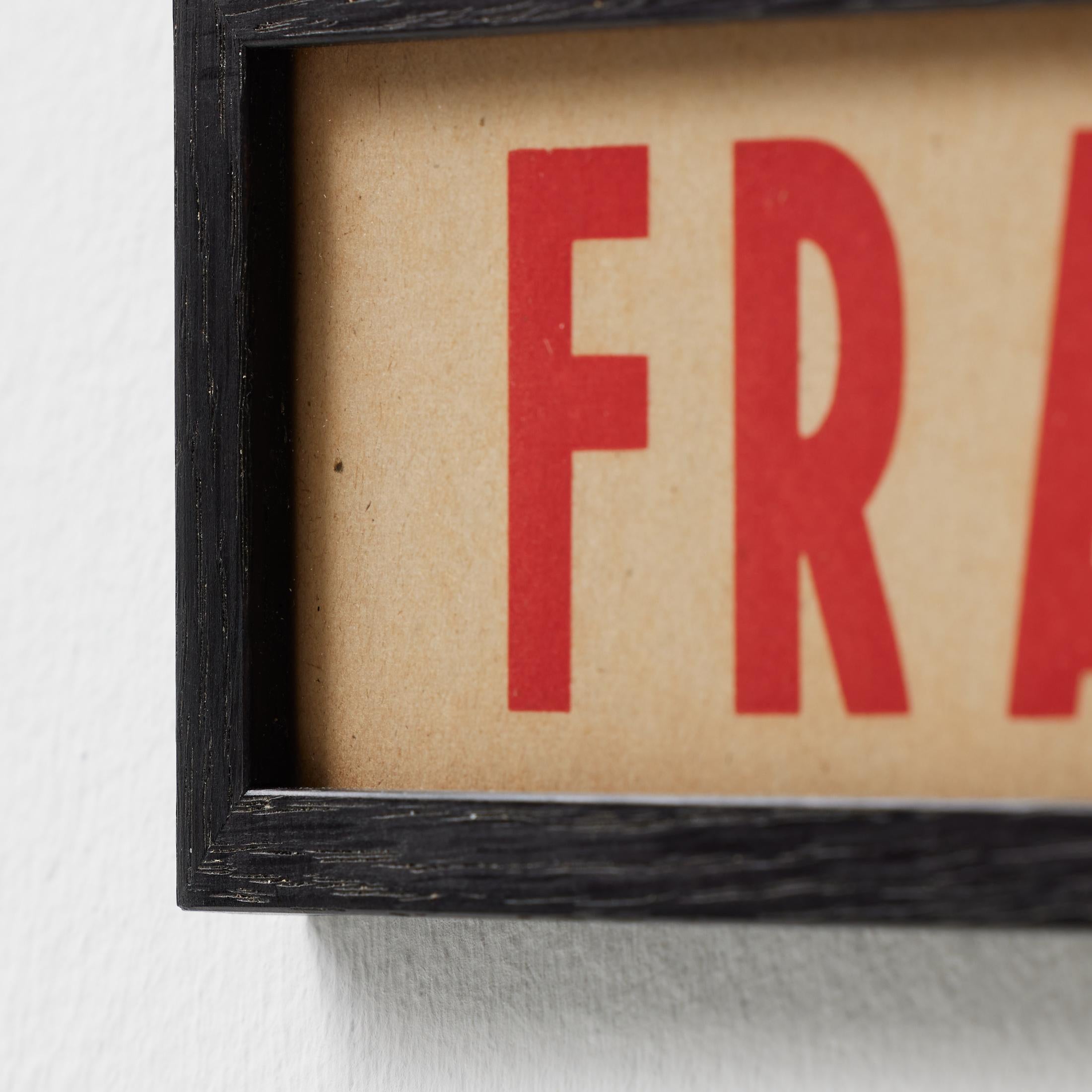 Vintage Spanish Framed Poster – “FRAGIL” in Modern Typography, Circa 1950 For Sale 6