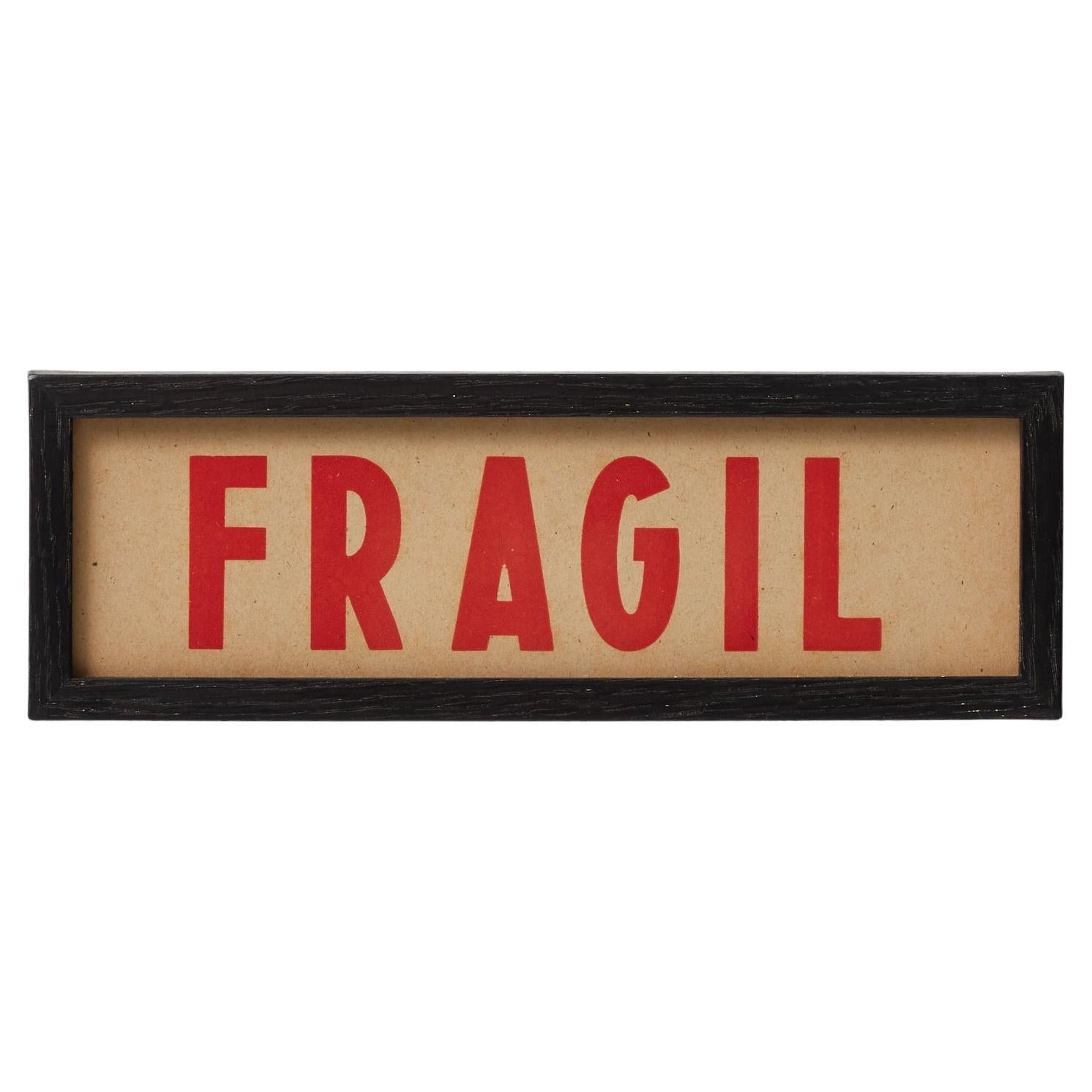 Vintage Spanish Framed Poster – “FRAGIL” in Modern Typography, Circa 1950