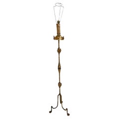 Lampadaire espagnol vintage en fer doré