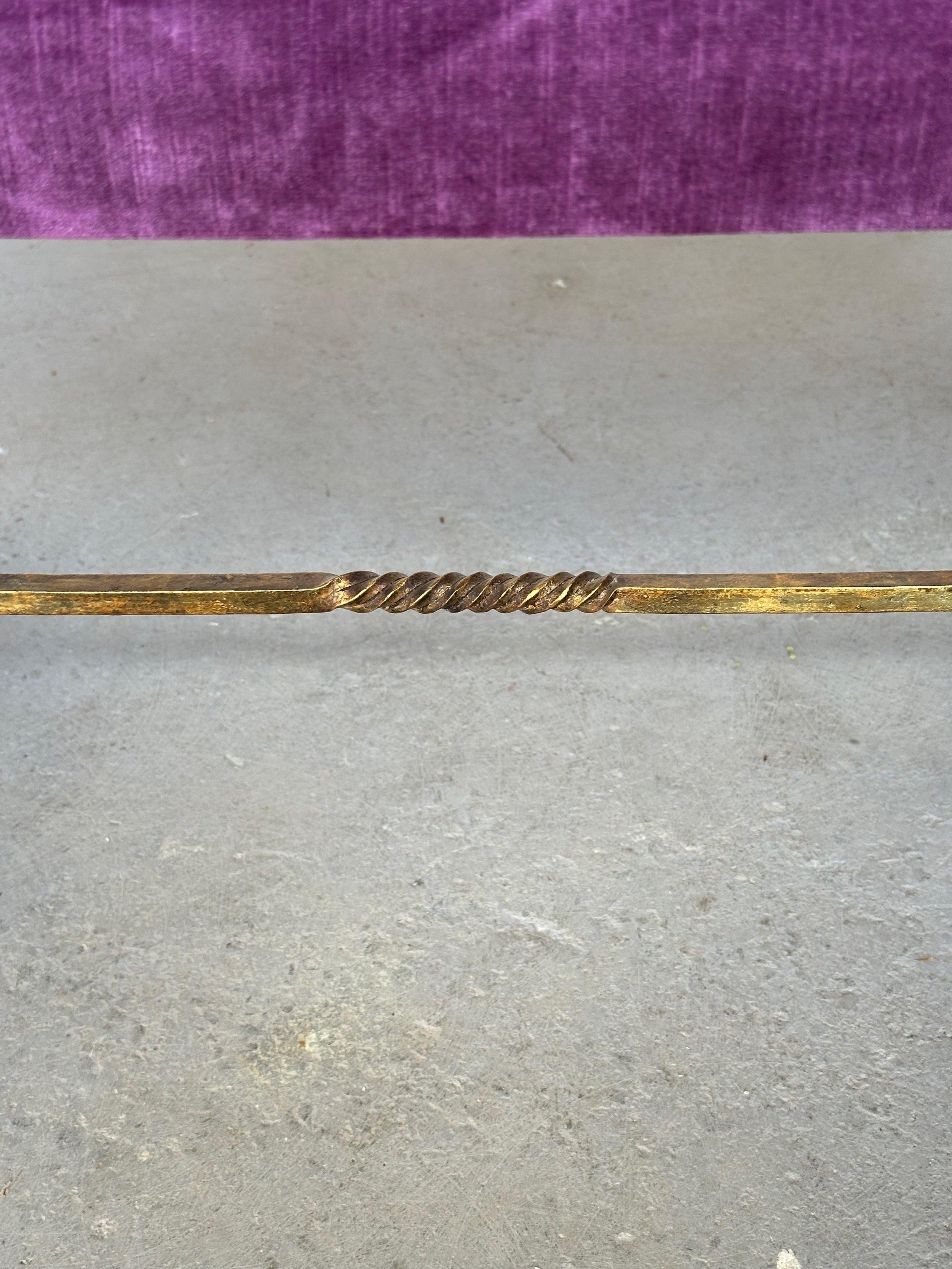 Vintage Spanish Gilt Iron Bench with Ornate Twisted Frame For Sale 6