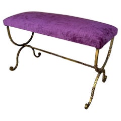 Used Spanish Gilt Iron Bench with Ornate Twisted Frame