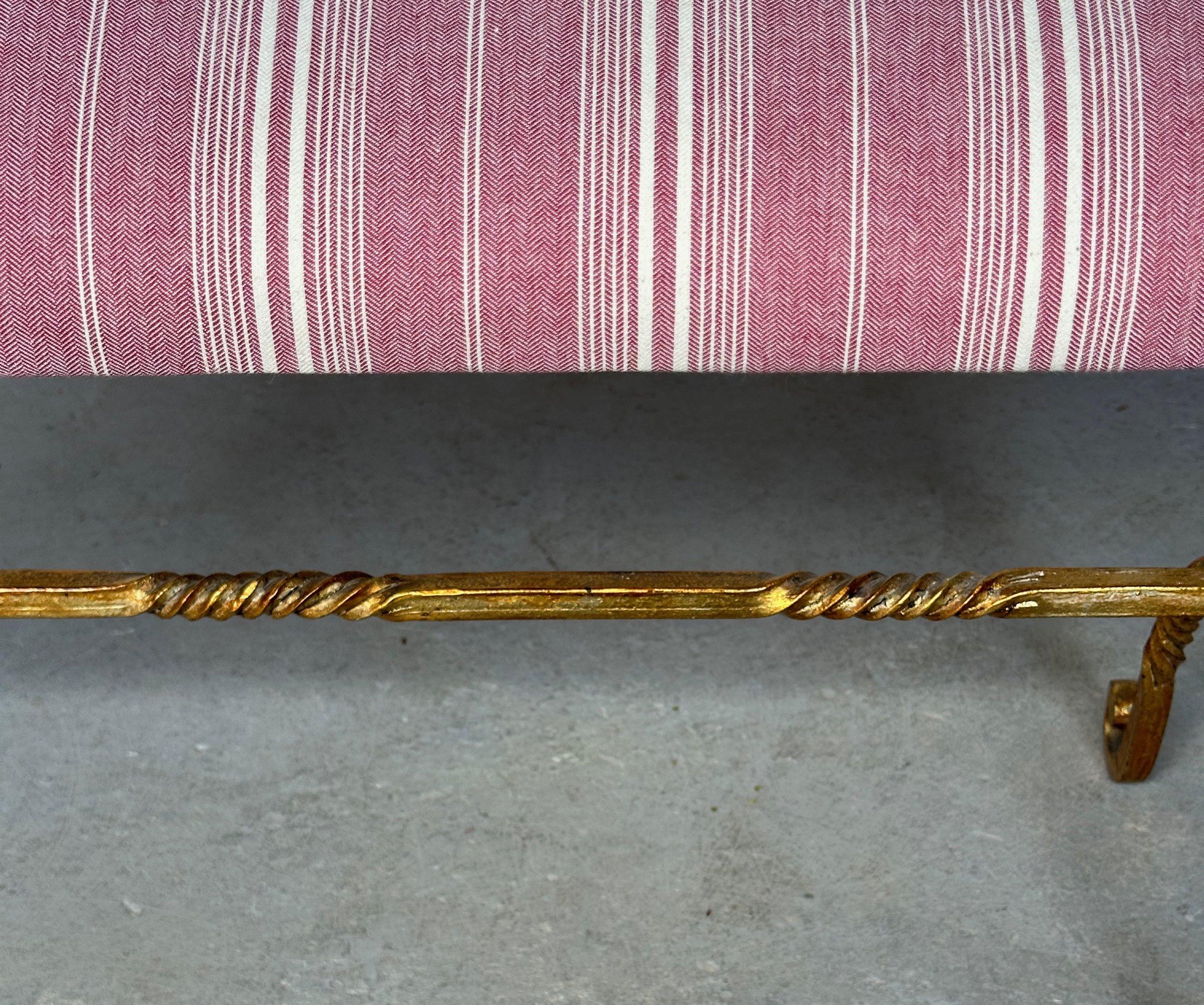 Vintage Spanish Gilt Iron Bench with Twisted Frame For Sale 6