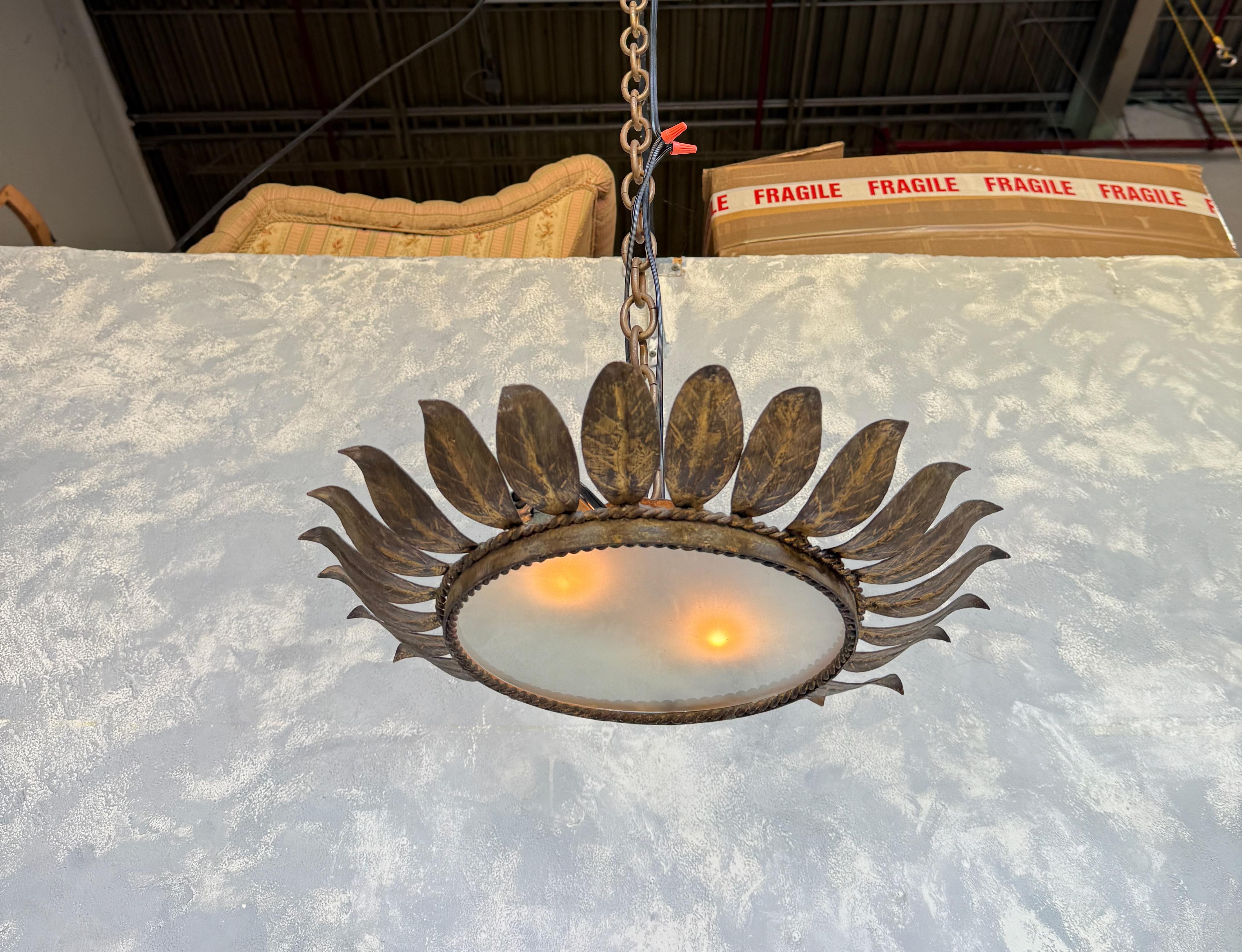 Plafonnier encastré en métal doré, Vintage By, Circa 1950s en vente 2