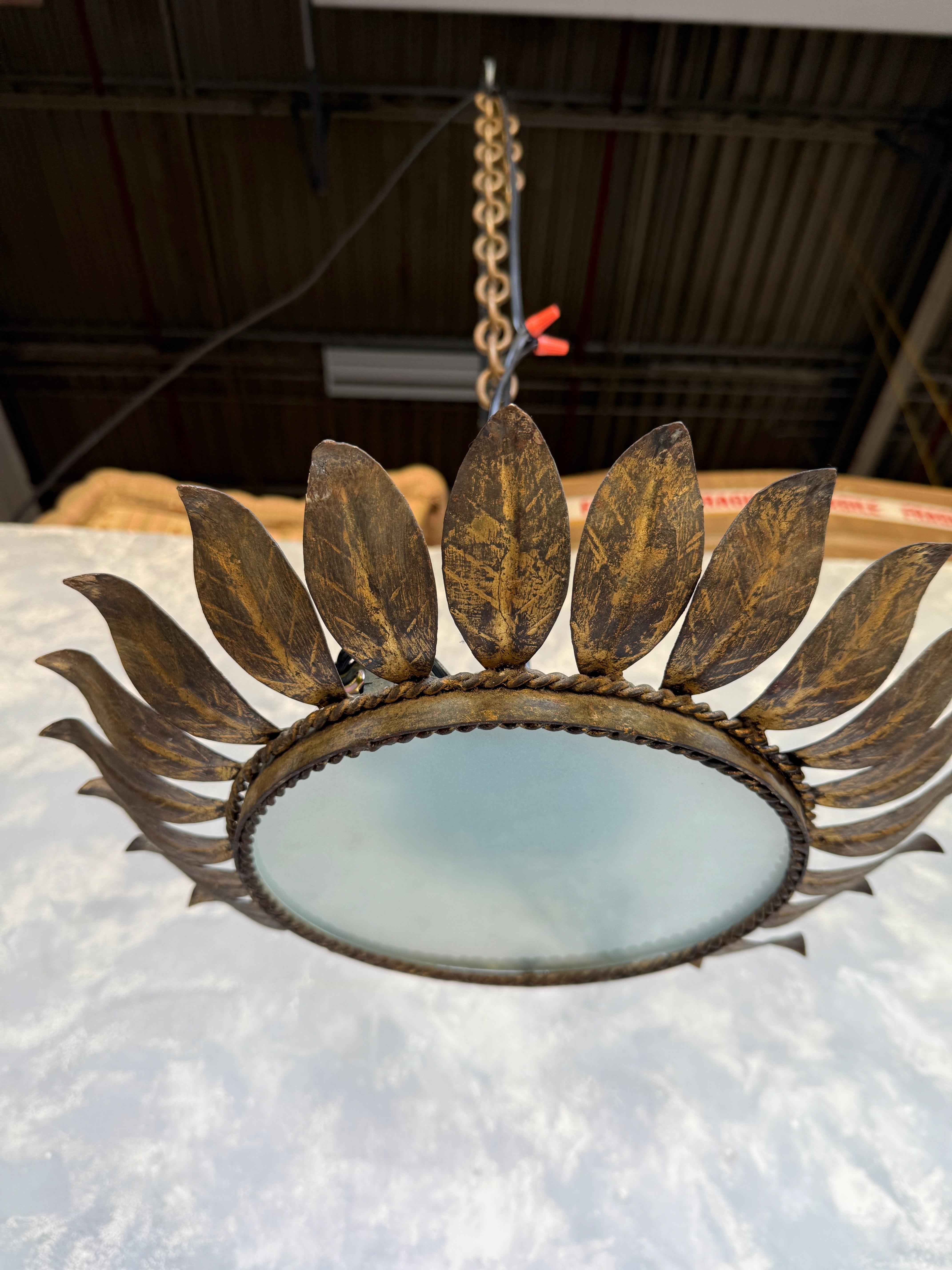 Plafonnier encastré en métal doré, Vintage By, Circa 1950s Bon état - En vente à Buchanan, NY