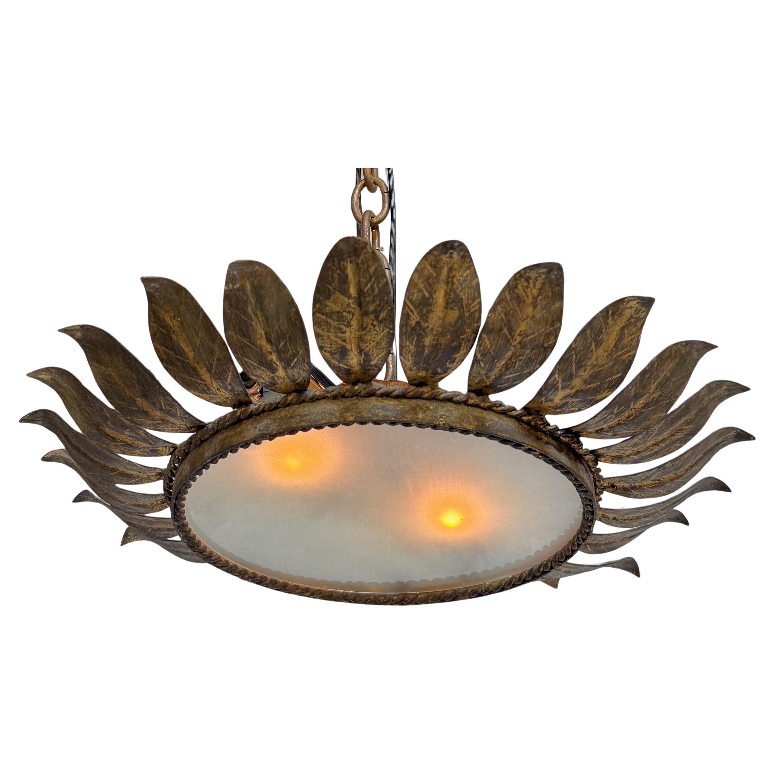 Plafonnier encastré en métal doré, Vintage By, Circa 1950s