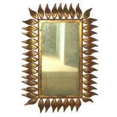 Vintage Spanish Gilt Metal Leaf Frame Mirror