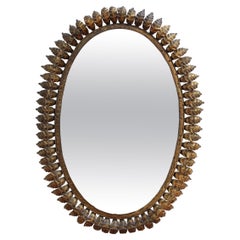 Vintage Spanish Gilt Metal Sunburst Mirror (circa 1960s)