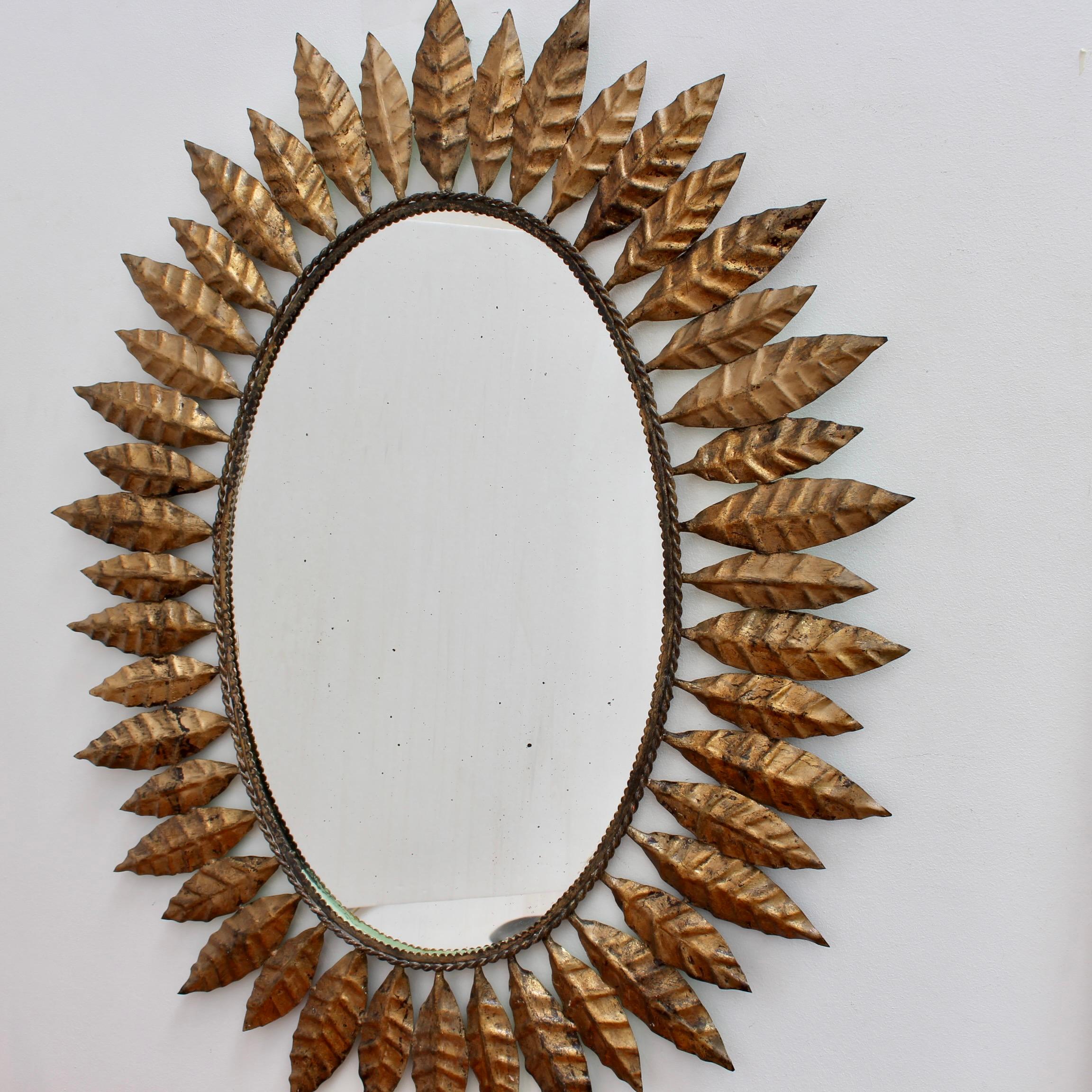 Vintage Spanish Gilt Metal Sunburst Mirror 'circa 1970s' 10