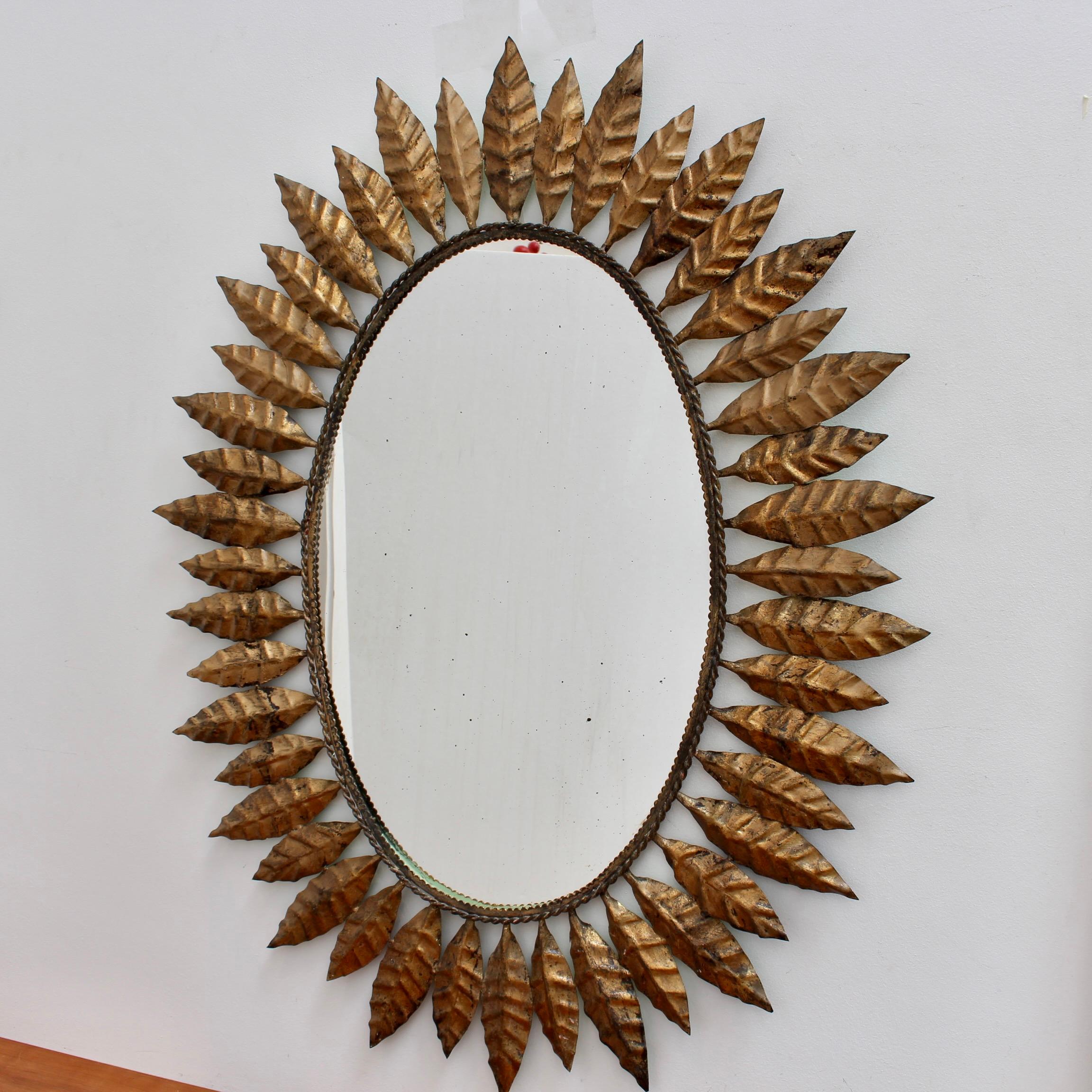 Vintage Spanish Gilt Metal Sunburst Mirror 'circa 1970s' 11