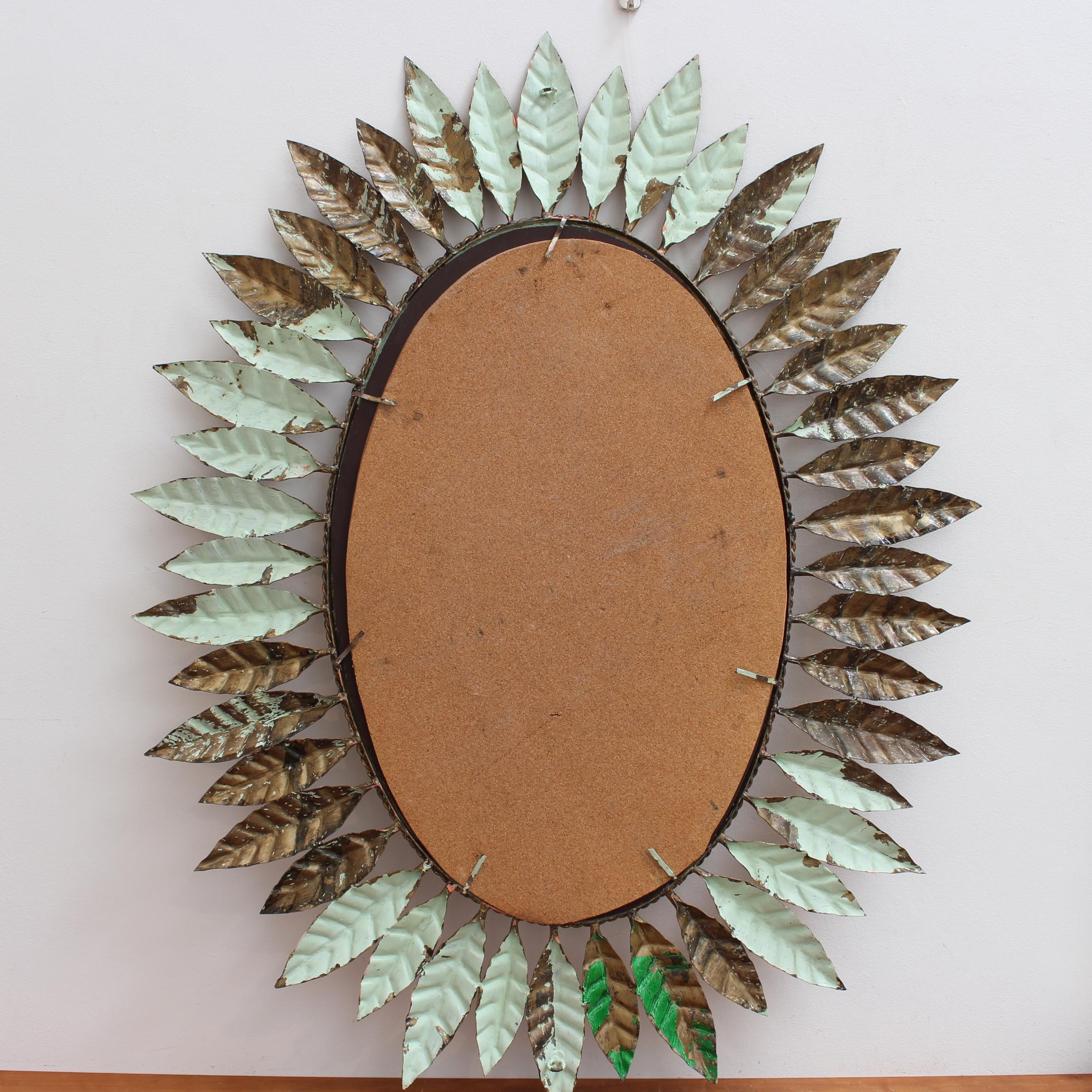 Vintage Spanish Gilt Metal Sunburst Mirror 'circa 1970s' 12