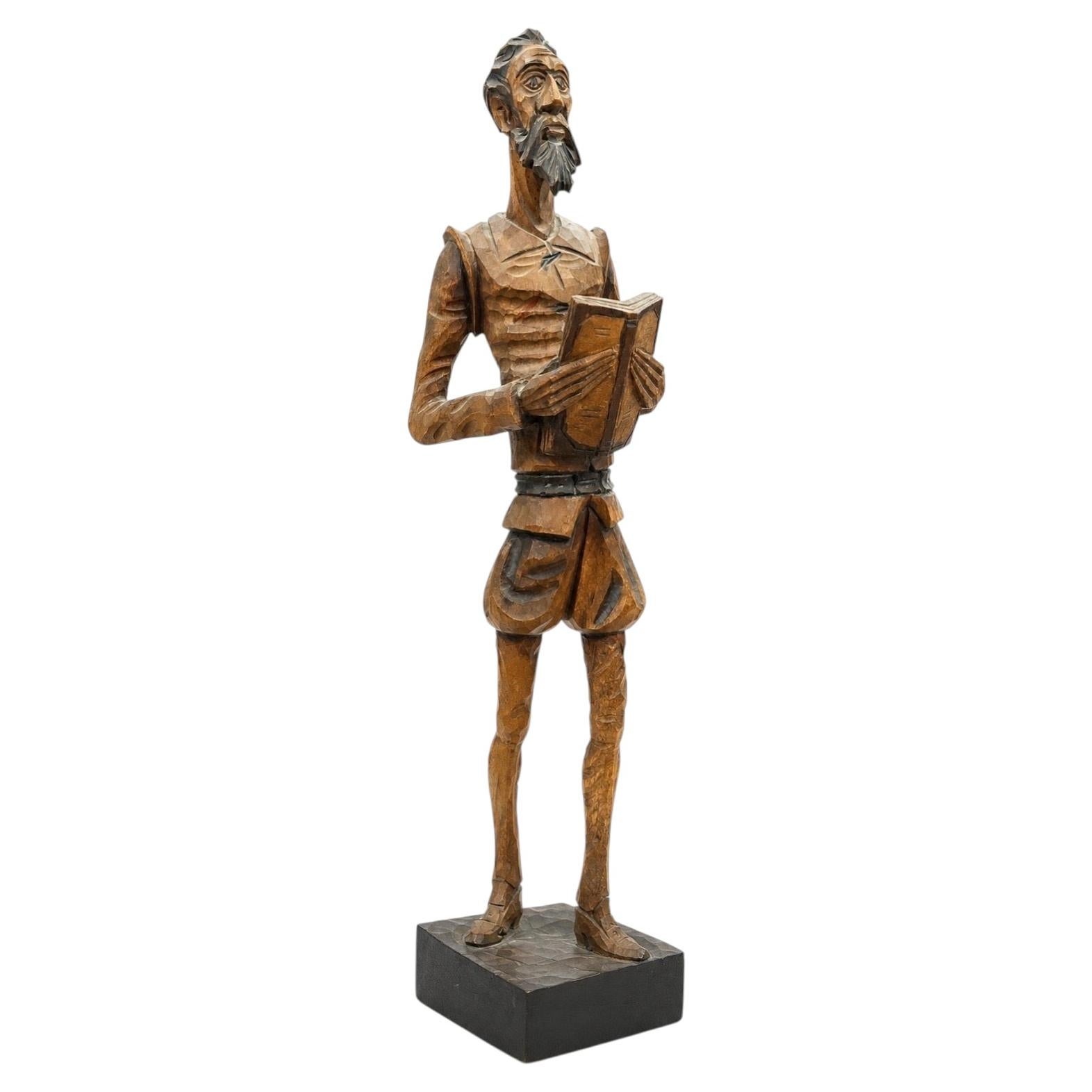 Vintage Spanish Hand-Carved Don Quixote Sculpture, Artesanía Spain No. 576